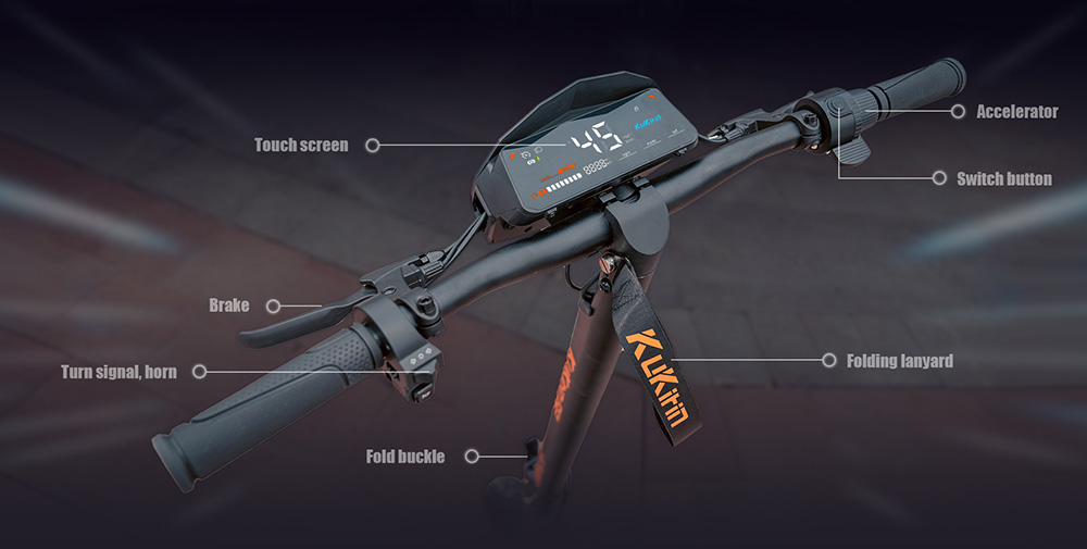 KuKirin G2 Version 2026 Trottinette électrique pliable, moteur 800 W, batterie 48 V 15 Ah, pneus 10 pouces, vitesse maximale 45 km/h, autonomie 55 km, écran tactile, frein à disque, système à 7 lumières - Noir