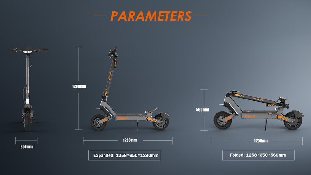 KuKirin G2 Összecsukható Elektromos roller 2026 Frissítés 800W Motor 48V 15.6Ah Akkumulátor 10 hüvelykes Gumiabroncs 45km/h Max. Sebesség 55km Hatótávolság Érintőképernyős Kijelző Tárcsafék 7 Világítási Rendszer - Fekete