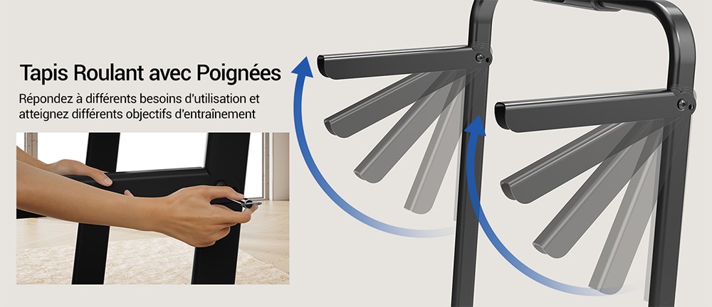 ROBORE X5F Tapis de Course Pliable avec Inclinaison de 16%, Moteur Silencieux 3,0 HP, Vitesse Max 10km/h, Charge 136kg, 3 Niveaux d’Inclinaison, Écran LED & Télécommande