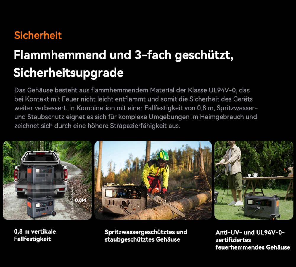 Oscal PowerMax 3600SE Tragbare Powerstation, 3600Wh LiFePO4-Akku, 3600W Reiner Sinuswellenausgang, 4500W Spitzenleistung, 6 LED-Lichtmodi, USB-C 100W, App-Steuerung, Schnellladung, Solargenerator für Hausnotstrom, Wohnmobil, Camping - EU-Stecker