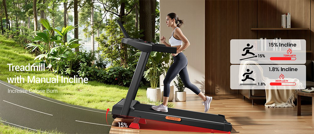 ROBORE SF10 Tapis roulant avec inclinaison de 15%, tapis roulant électrique 12KM/H, tapis roulant pliable pour la maison avec moteur de 3.0 HP et écran LED, charge maximale 120KG