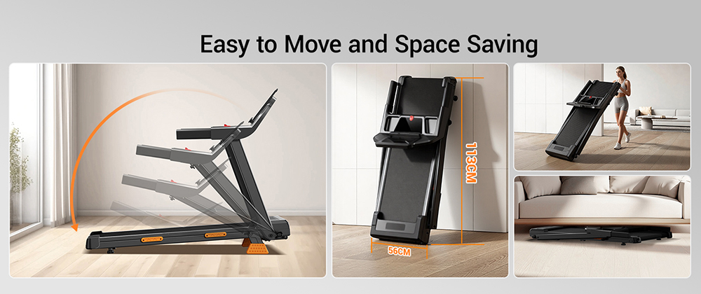 ROBORE SF20 Foldable Treadmill with 15% Incline, 12km/h Speed, 136kg Max Load, 3.0HP Quiet Brushless Motor, 97×40cm Running Belt, Triple Shock Absorption, 7-Layer Cushion