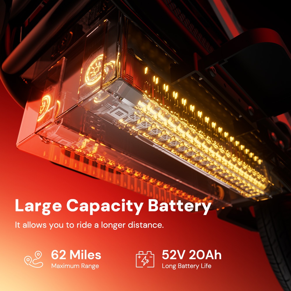 iScooter DX5Pro Elektroroller, 2000-W-B&uuml;rstenlosmotor, 60 km/h H&ouml;chstgeschwindigkeit, 52-V-20-Ah-Akku, bis zu 100 km Reichweite, 17-Zoll-Fat-Tubeless-Reifen, Diebstahlalarm, TCS-Antirutschsystem, hydraulische Scheibenbremsen vorne und hinten + E-Bremse, NFC-Entsperrung, 150 kg Zuladung