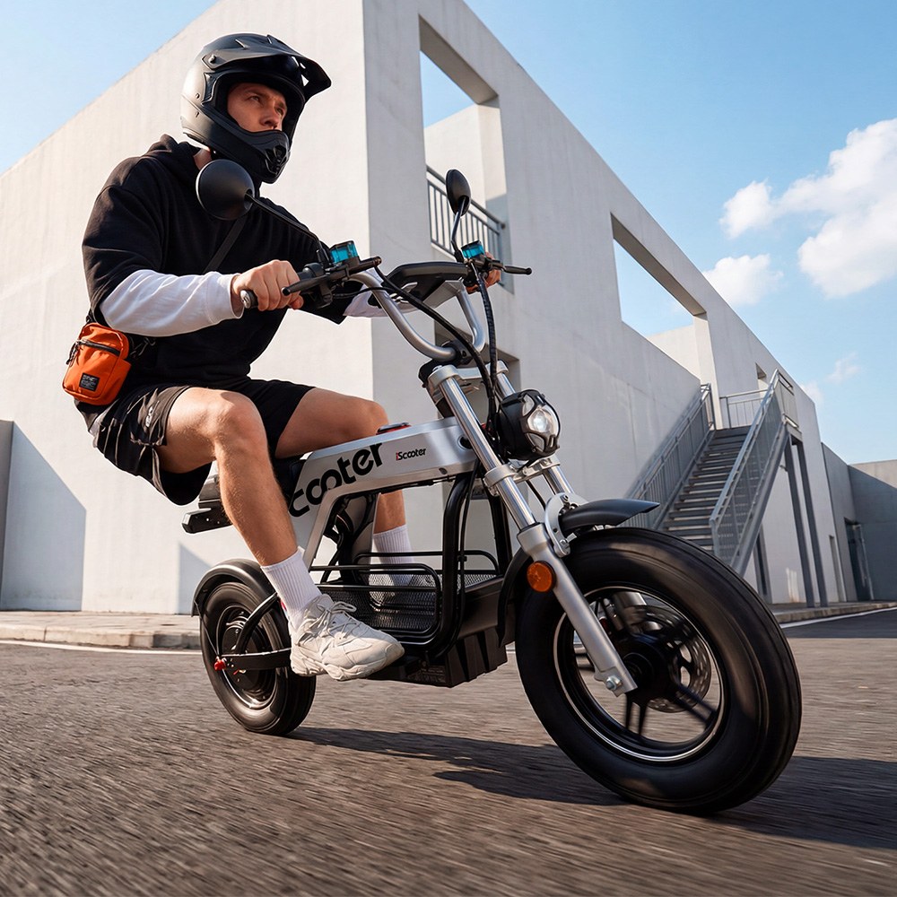 iScooter DX5Pro Elektroroller, 2000-W-B&uuml;rstenlosmotor, 60 km/h H&ouml;chstgeschwindigkeit, 52-V-20-Ah-Akku, bis zu 100 km Reichweite, 17-Zoll-Fat-Tubeless-Reifen, Diebstahlalarm, TCS-Antirutschsystem, hydraulische Scheibenbremsen vorne und hinten + E-Bremse, NFC-Entsperrung, 150 kg Zuladung