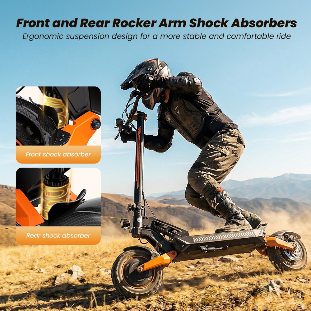 iScooter W12 Foldable Electric Scooter, Dual 1500W Motors, 52V 25Ah Battery, 70km/h Max Speed, 100km Range, 25° Climbing, 150kg Load Capacity, 11" Tubeless Off-Road Tires, Dual Suspension, Triple Brakes, IPX4