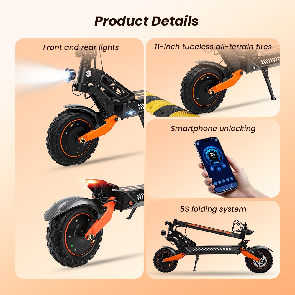 iScooter W12 Foldable Electric Scooter, Dual 1500W Motors, 52V 25Ah Battery, 70km/h Max Speed, 100km Range, 25° Climbing, 150kg Load Capacity, 11" Tubeless Off-Road Tires, Dual Suspension, Triple Brakes, IPX4
