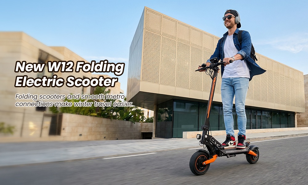 iScooter W12 Foldable Electric Scooter, Dual 1500W Motors, 52V 25Ah Battery, 70km/h Max Speed, 100km Range, 25° Climbing, 150kg Load Capacity, 11" Tubeless Off-Road Tires, Dual Suspension, Triple Brakes, IPX4