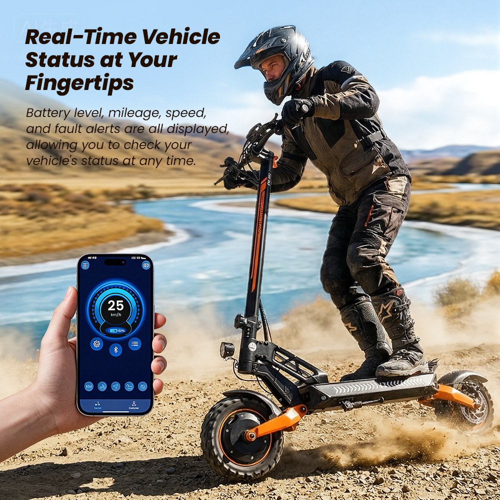 iScooter W12 Foldable Electric Scooter, Dual 1500W Motors, 52V 25Ah Battery, 70km/h Max Speed, 100km Range, 25° Climbing, 150kg Load Capacity, 11" Tubeless Off-Road Tires, Dual Suspension, Triple Brakes, IPX4