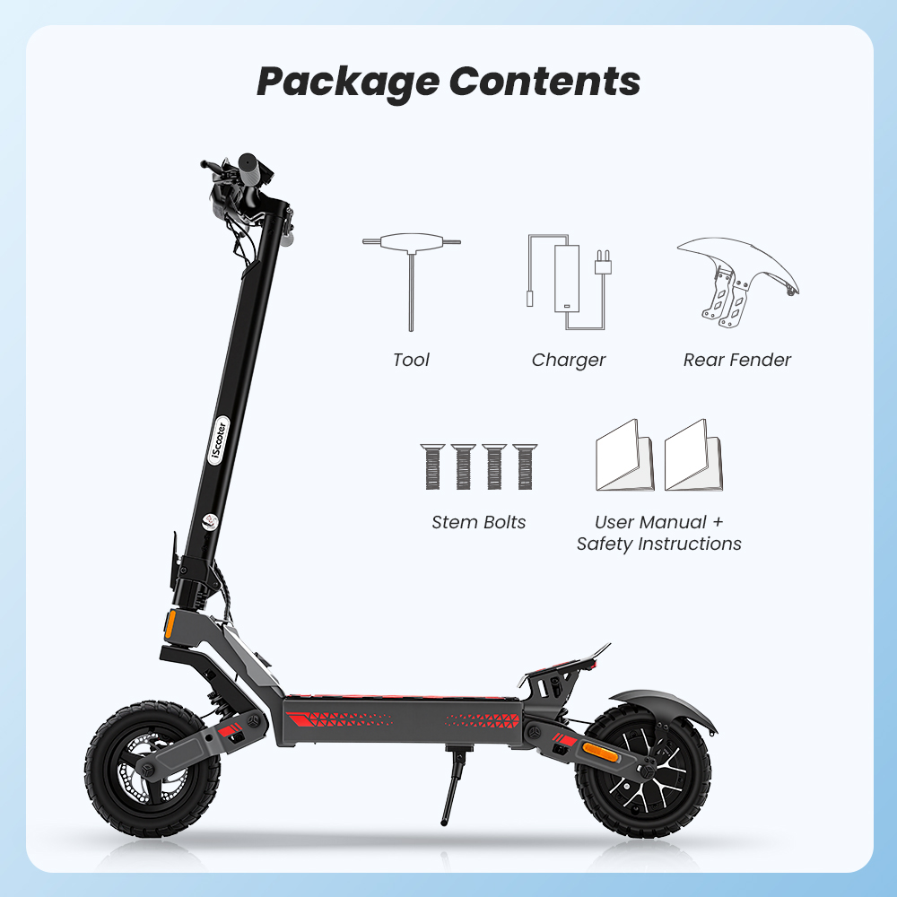 iScooter iF1 Foldable Electric Scooter, 1200W motor, 48V 10Ah batéria, max. rýchlosť 45 km/h, dojazd 40&ndash;50 km, 10-palcové vákuové terénne pneumatiky, predné & zadné kotúčové brzdy + brzdový systém E-ABS, vodotesnosť IPX5, podpora aplikácie iScooter Club, max. zaťaženie 150 kg