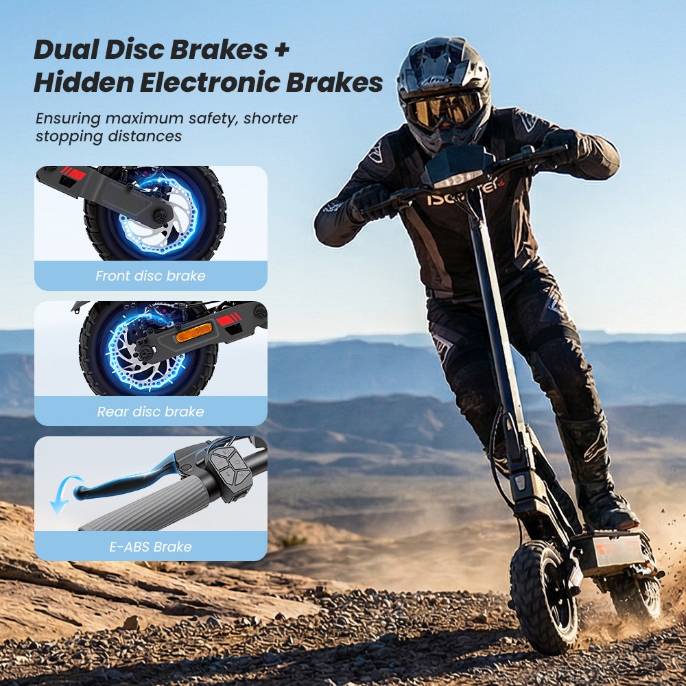 iScooter iF1 Foldable Electric Scooter, 1200W motor, 48V 10Ah batéria, max. rýchlosť 45 km/h, dojazd 40&ndash;50 km, 10-palcové vákuové terénne pneumatiky, predné & zadné kotúčové brzdy + brzdový systém E-ABS, vodotesnosť IPX5, podpora aplikácie iScooter Club, max. zaťaženie 150 kg