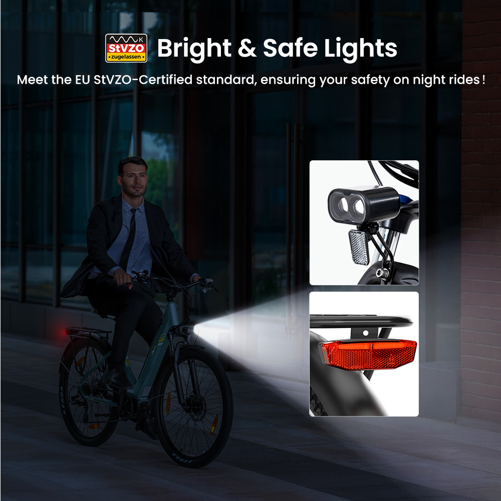 Touroll Urbano 3 V&eacute;lo &eacute;lectrique, moteur 250W, batterie 36V 13Ah, vitesse maximale 25 km/h, autonomie 120 km, pneus 27,5 pouces, freins &agrave; disque hydrauliques, fourche avant suspendue, Shimano 7 vitesses