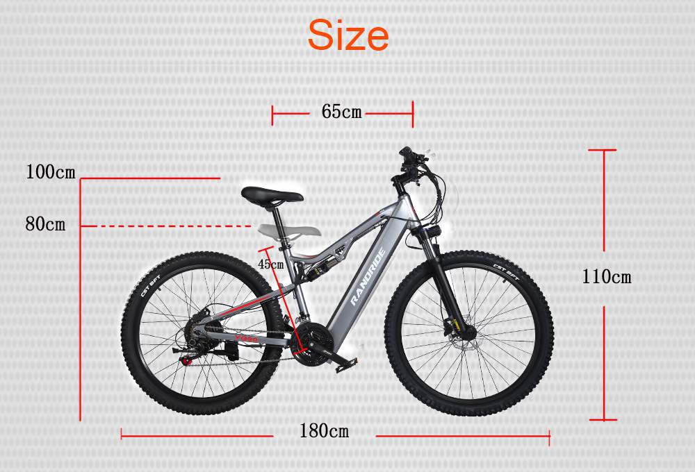 RANDRIDE YG90A Vélo électrique, Moteur 1000W, Vitesse max 45km/h, Batterie amovible 48V 17Ah, Autonomie max 70-90KM, Pneus 27.5*2.4'' CST, Charge 120kg, Shimano 21 vitesses, Frein hydraulique - Bleu