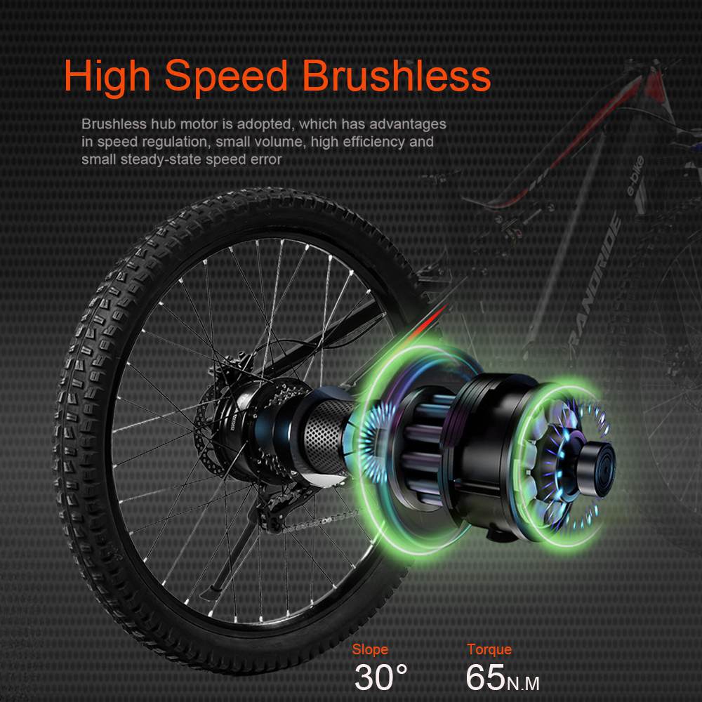RANDRIDE YG90A Vélo électrique, Moteur 1000W, Vitesse max 45km/h, Batterie amovible 48V 17Ah, Autonomie max 70-90KM, Pneus 27.5*2.4'' CST, Charge 120kg, Shimano 21 vitesses, Frein hydraulique - Bleu