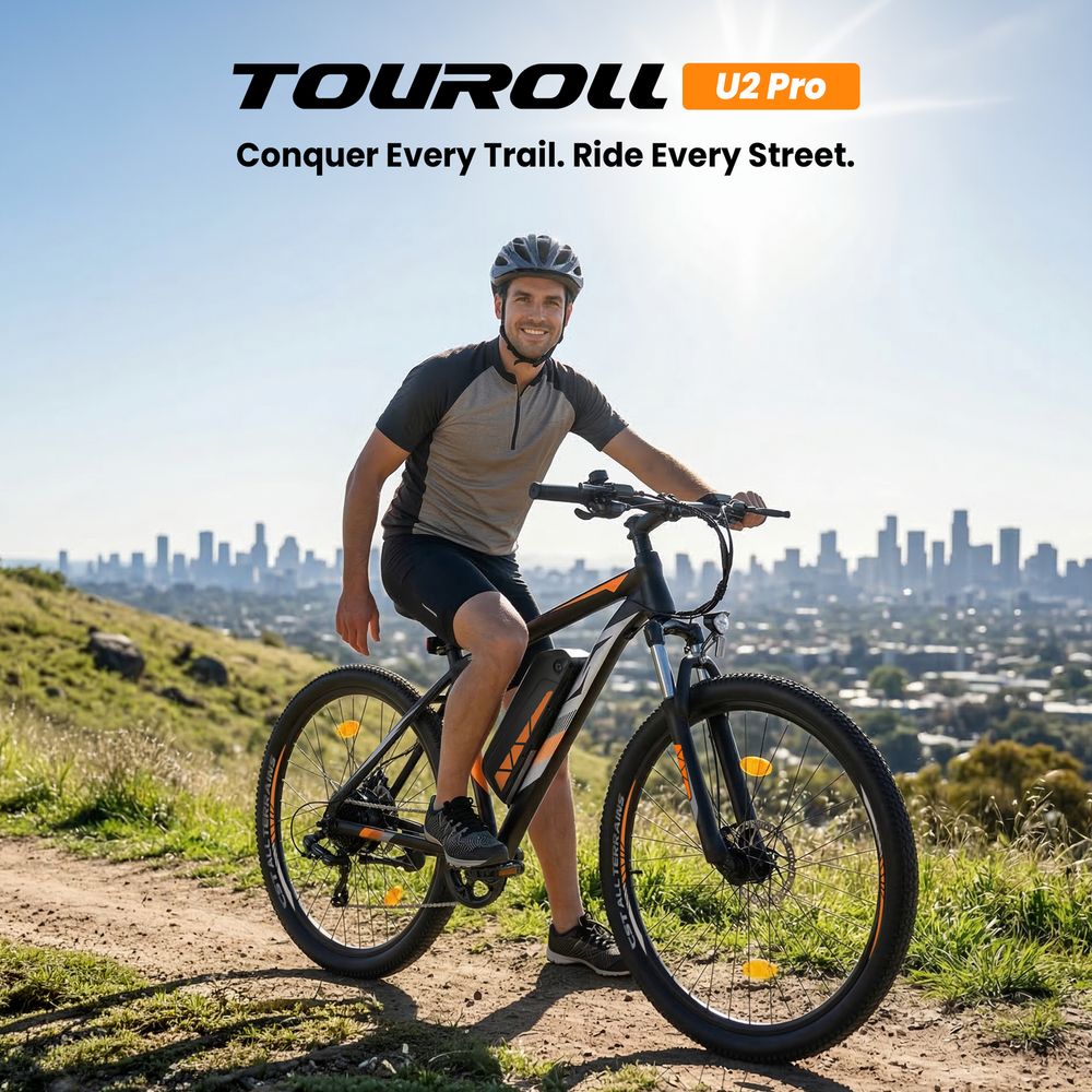 Touroll U2 Pro V&eacute;lo &eacute;lectrique, moteur 750W, batterie 48V 15Ah, vitesse max 25 km/h, autonomie 150 km, freins hydrauliques, pneus 29