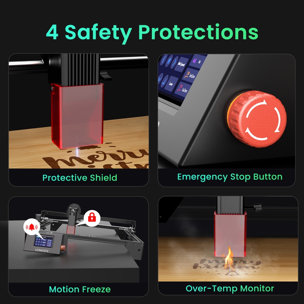 LONGER RAY5 5W Graveur laser, &eacute;cran tactile 3,5 pouces, gravure hors ligne, laser focalis&eacute; ultrafin, chipset 32 bits, module laser &eacute;volutif, compatible avec les syst&egrave;mes Windows/MAC/Linux