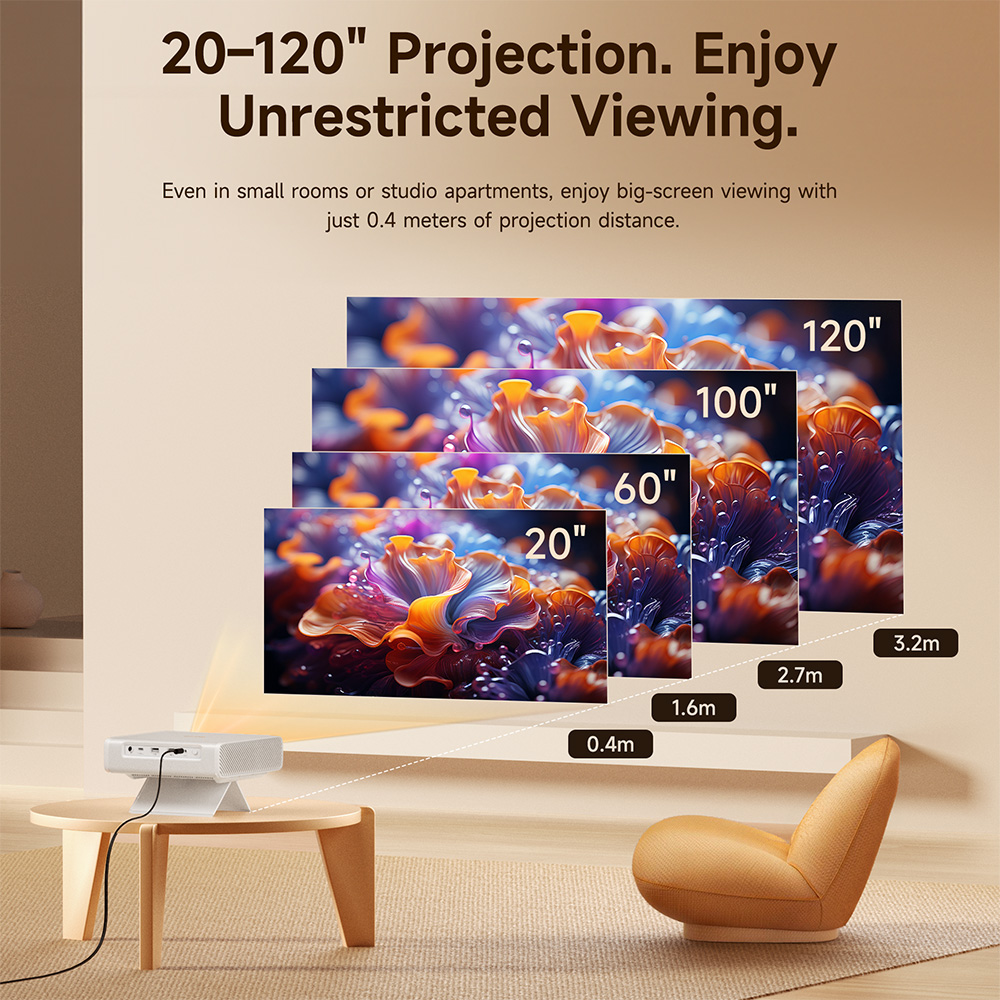 ETOE Dolphin 2 Projektor, RGB Laser 1080P FHD, Google TV, 800 ANSI Lumen, 110 % BT.2020 Farbraum, automatische Trapezkorrektur & Fokus, 2 Stunden Akkulaufzeit, Dolby Audio, WiFi Bluetooth, HDMI 2.1 USB-C, 40&ndash;120 Zoll Projektionsfl&auml;che
