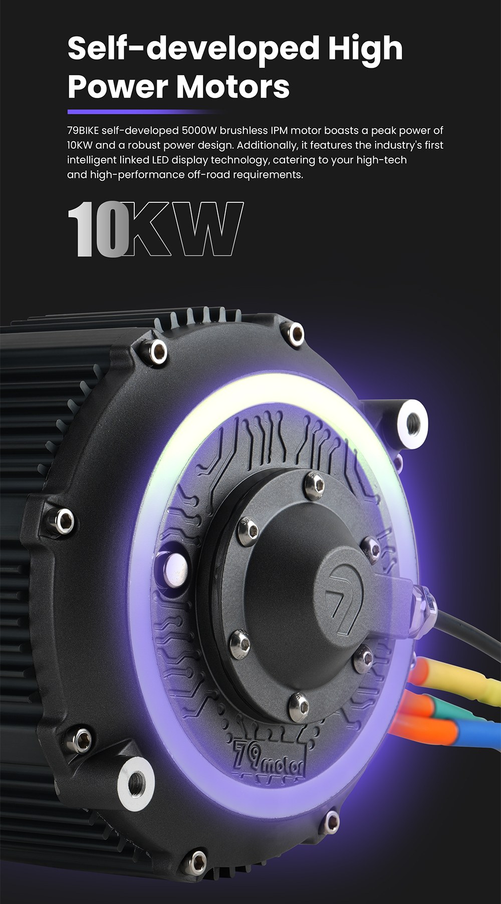Moto &eacute;lectrique 79BIKE Falcon Pro, puissance de cr&ecirc;te de 10 kW, vitesse maximale de 90 km/h, batterie amovible 72 V 35 Ah, autonomie de 120 km, d&eacute;verrouillage NFC, freins &agrave; disque hydrauliques, suspension r&eacute;glable, performances tout-terrain - Noir et rouge