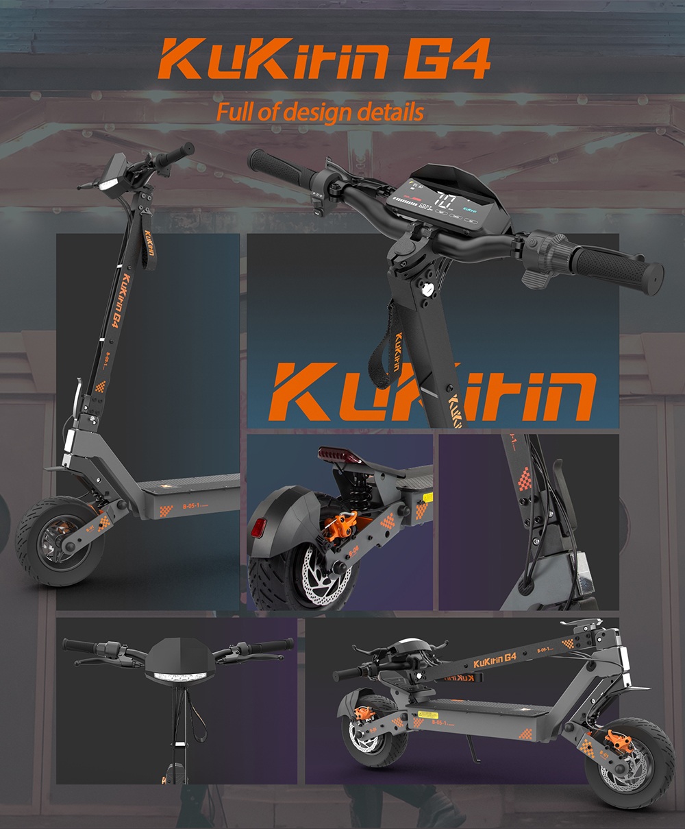 KuKirin G4 (version 2026) Trottinette électrique, moteur 2000W, batterie 60V 20Ah, pneus de 11 pouces, vitesse maximale de 70 km/h, autonomie de 75 km, freins à disque avant et arrière, amortisseur à quatre bras.