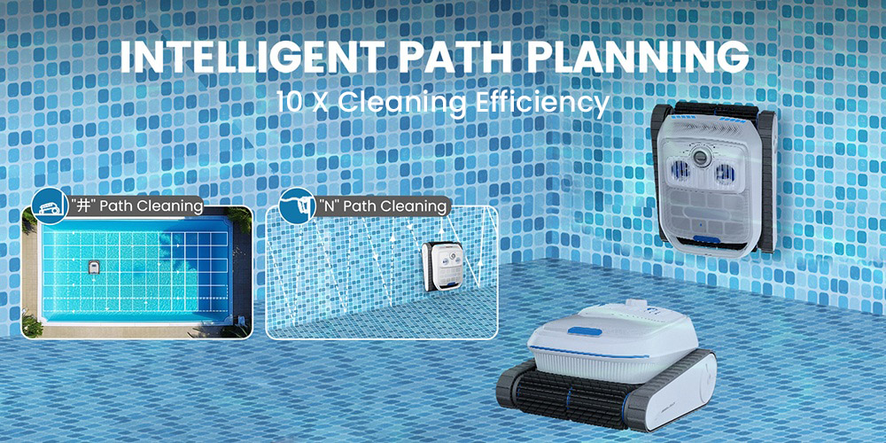 AIRROBO CP402 Cordless Robotic Pool Cleaner, Smart Path Planning, 4 Motors & Dual Roller Brushes, 10400mAh Battery, 2H Runtime, 10× Cleaning Efficiency, Floor/Wall/Waterline Cleaning, 90° Wall Climbing, 4L Top-Load Filter, IP68