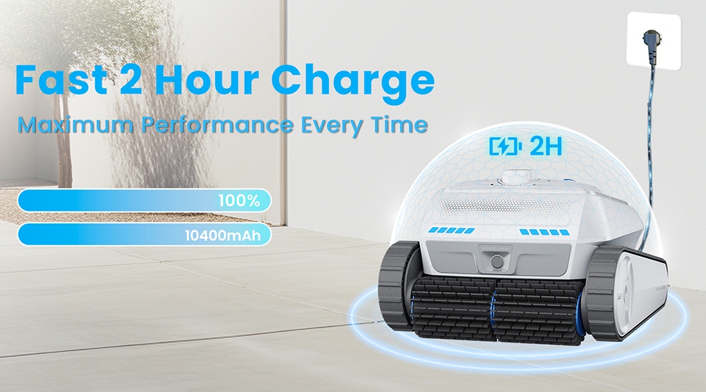 AIRROBO CP402 Cordless Robotic Pool Cleaner, Smart Path Planning, 4 Motors & Dual Roller Brushes, 10400mAh Battery, 2H Runtime, 10× Cleaning Efficiency, Floor/Wall/Waterline Cleaning, 90° Wall Climbing, 4L Top-Load Filter, IP68