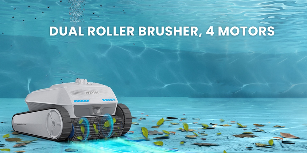 AIRROBO CP402 Cordless Robotic Pool Cleaner, Smart Path Planning, 4 Motors & Dual Roller Brushes, 10400mAh Battery, 2H Runtime, 10× Cleaning Efficiency, Floor/Wall/Waterline Cleaning, 90° Wall Climbing, 4L Top-Load Filter, IP68