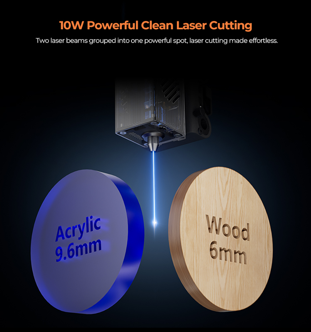 Creality Falcon A1 10W Lasergravierer & Cutter, 600 mm/s Geschwindigkeit, 0,06&ndash;0,08 mm Pr&auml;zisionslaser, 305 &times; 381 mm Arbeitsbereich, intelligente Materialerkennung, HD-Kamera, Augenschutz, Abluftventilator &ndash; Wei&szlig;