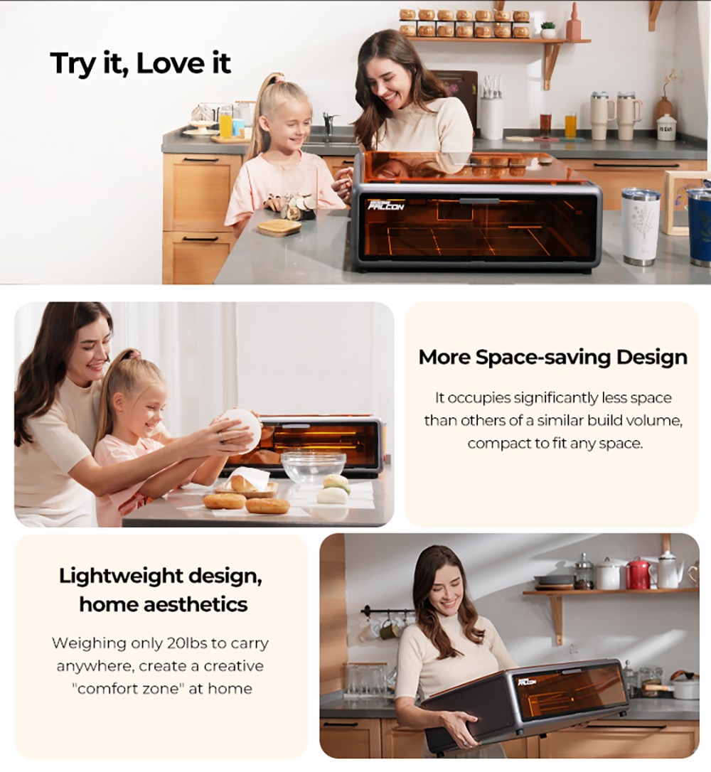 Creality Falcon A1 10W Laser Engraver Cutter, 600mm/s High-Speed Engraving, 0.06-0.08mm Precision Laser, 305&times;381mm Working Area, Smart Material Detection, HD Camera, Eye-Protection Cover, Built-in Exhaust Fan, One-Click Auto Setup - White