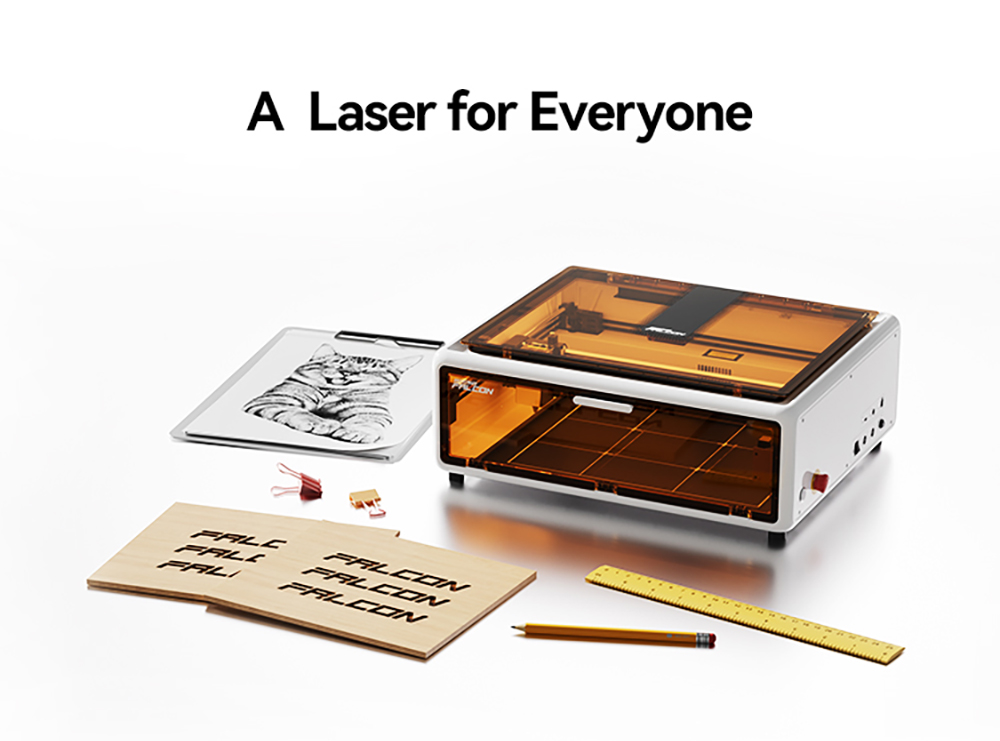 Creality Falcon A1 10W Laser Engraver Cutter, 600mm/s High-Speed Engraving, 0.06-0.08mm Precision Laser, 305&times;381mm Working Area, Smart Material Detection, HD Camera, Eye-Protection Cover, Built-in Exhaust Fan, One-Click Auto Setup - White