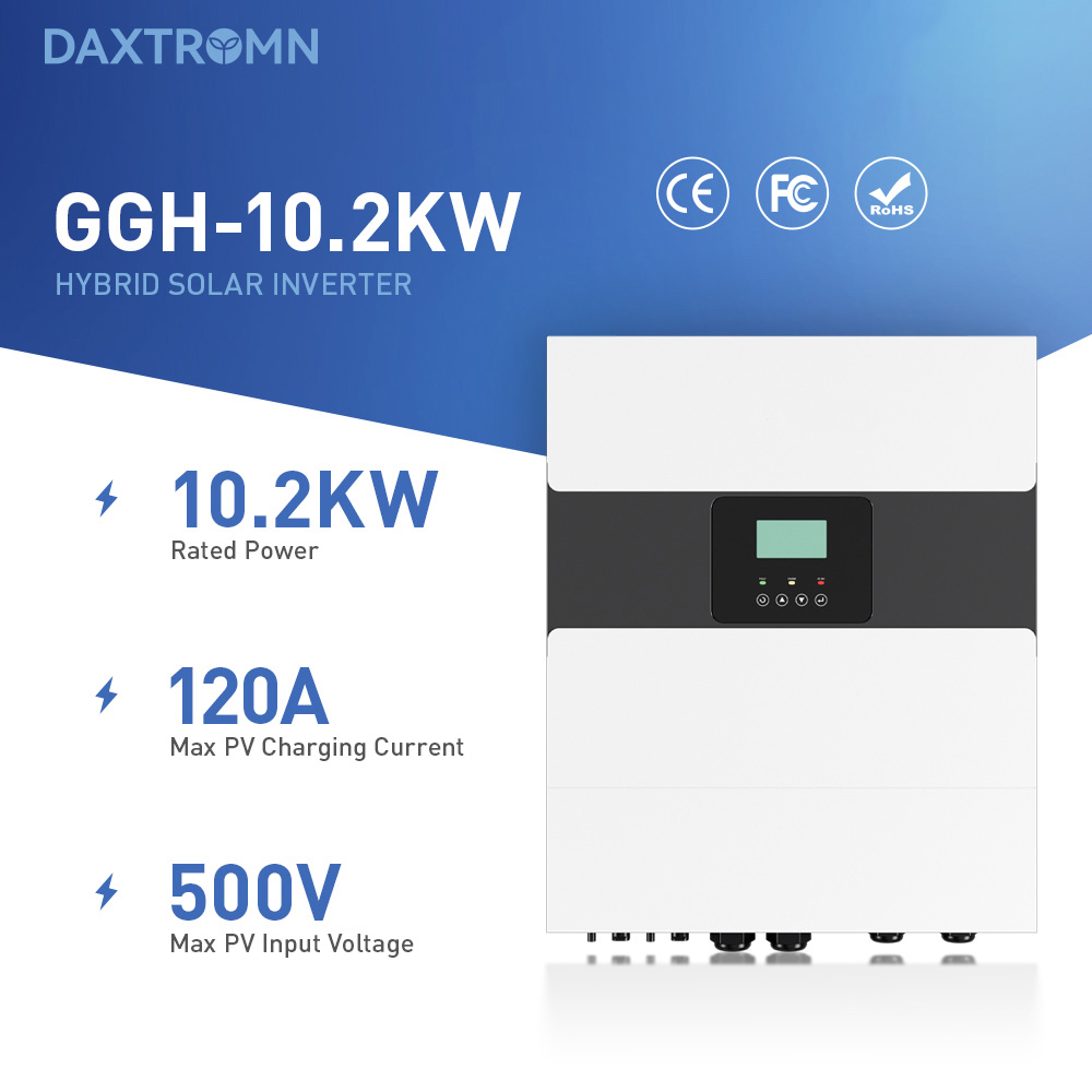 DAXTROMN 10,2 kW Hybrid-Solarwechselrichter, 48 V Sinuswelle, 2 MPPTs, max. 500 V PV-Eingangsspannung, 120 A PV-Ladestrom, 16.000 VA Spitzenleistung, Parallel- und Dreiphasenunterst&uuml;tzung, USB/RS485/CAN-&Uuml;berwachung
