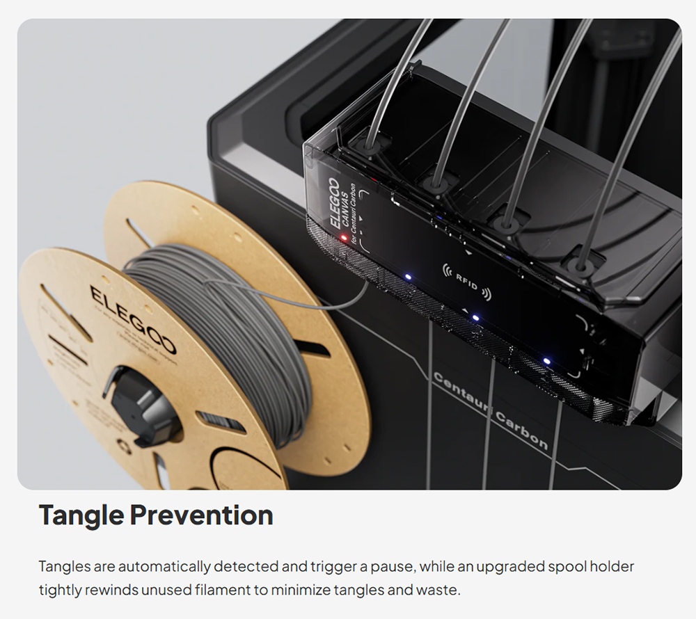 Elegoo CANVAS pour Centauri Carbon, système de filament automatisé à 4 couleurs, contrôle indépendant multi-canaux, détection de filament par RFID, recharge automatique, détection d'ennudage