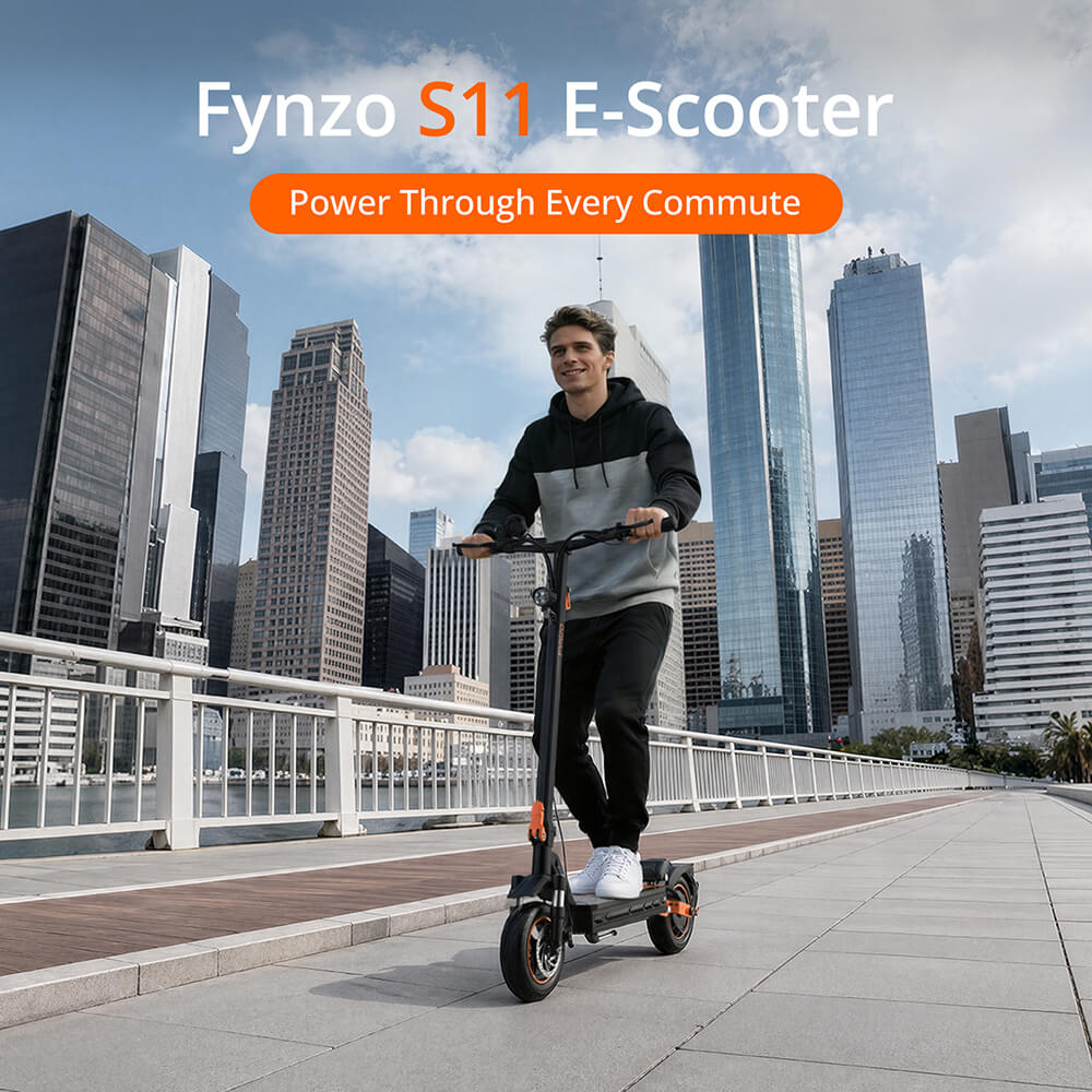 Fynzo S11 Faltbarer Elektroroller, 1100-W-Spitzenleistung, 48-V-15,6-Ah-Akku, 45 km/h H&ouml;chstgeschwindigkeit, 60 km Reichweite, Vorderradgabel- und Hinterradschwingenfederung, 10