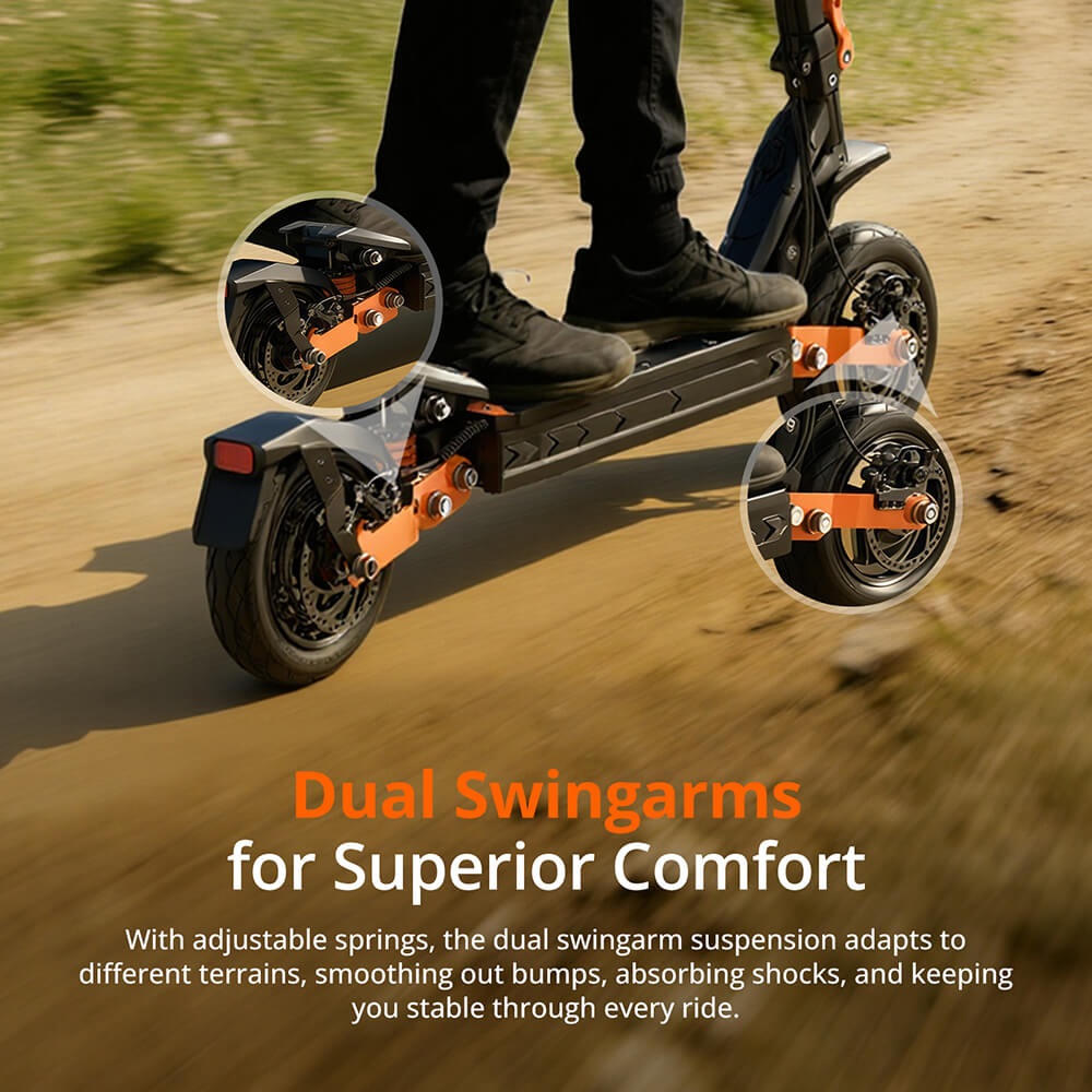 Fynzo T11 Faltbarer Elektroroller, 1100-W-Motor (Spitzenleistung), 48-V-15,6-Ah-Akku, 45 km/h H&ouml;chstgeschwindigkeit, 60 km Reichweite, Doppelschwingenfederung, 10