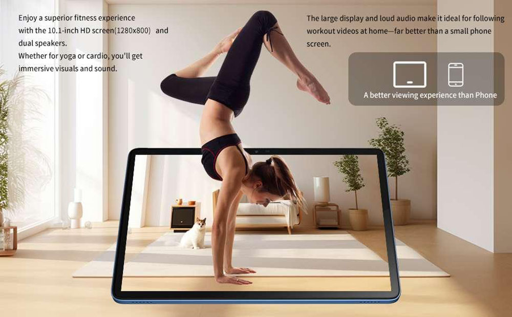 Tablette G-tab T9 Pro, &eacute;cran IPS 10,1 pouces (1280 x 800 pixels), processeur quadric&oelig;ur Allwinner A333, Android 15, 4 Go de RAM, 128 Go de ROM, Wi-Fi double bande 2,4 GHz/5 GHz, Bluetooth 5.0, GPS multi-satellites, double cam&eacute;ra 2 MP + 5 MP, batterie 5500 mAh
