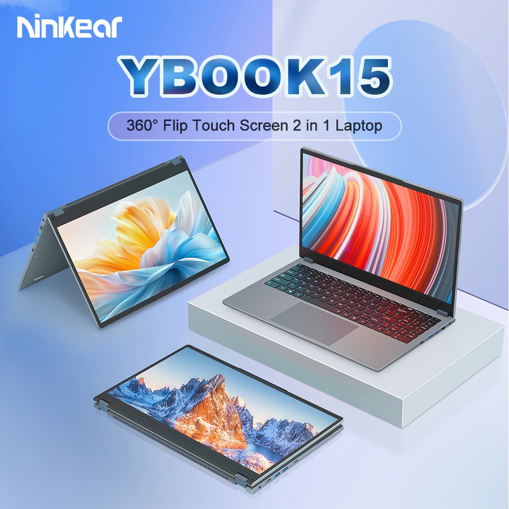 Ninkear YBOOK 15 Laptop, 15.6 inch 1920×1080 FHD IPS Touchscreen, AMD Ryzen 3 3250U, 8GB DDR4 RAM 512GB SSD, 360° Convertible, WiFi 5 Bluetooth 5.0, 5000mAh Battery, 1*Type-C, 1*USB3.0, 2*USB2.0, 1*HDMI, 1*RJ45, 1*Audio Jack
