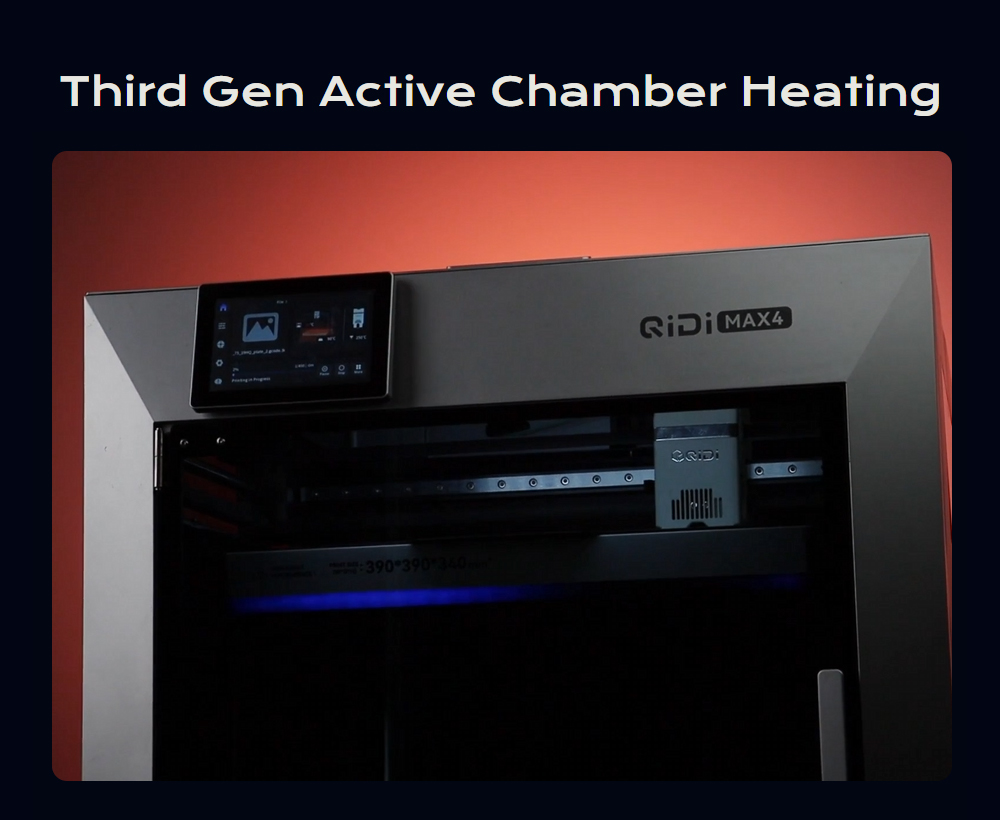 QIDI Max4 3D Printer, CoreXY System, 800mm/s Speed, 370℃ High-Temp, 65℃ Heated Chamber, 390&times;390&times;340mm Build Volume, AI Camera, Auto Leveling, Compatible with PLA/ABS/ASA/PA/PC/TPU/Carbon Fiber - US Plug