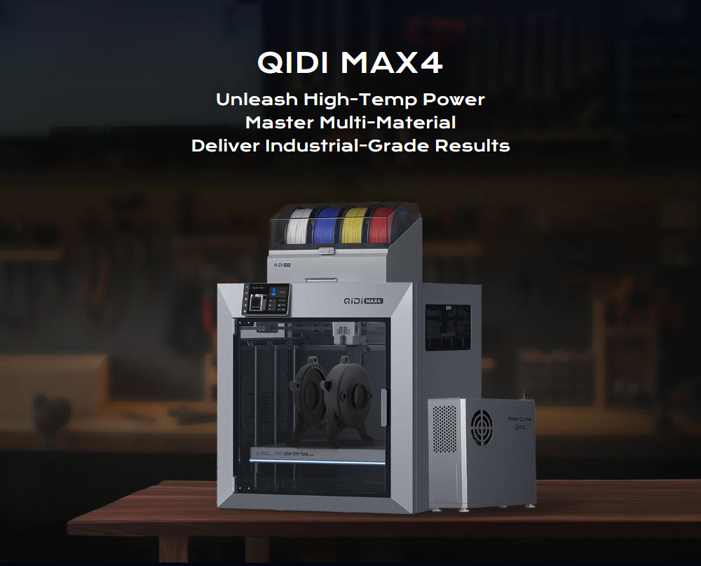 QIDI Max4 Combo 3D nyomtat&oacute;, Ak&aacute;r 16 sz&iacute;n, Automatikus Filamentv&aacute;lt&aacute;s, 65℃ Filamentsz&aacute;r&iacute;t&aacute;s, CoreXY rendszer, 800mm/s sebess&eacute;g, 370℃ Magas hőm&eacute;rs&eacute;klet, 390&times;390&times;340mm nyomtat&aacute;si t&eacute;rfogat, AI kamera, Automatikus szintez&eacute;s - EU csatlakoz&oacute;