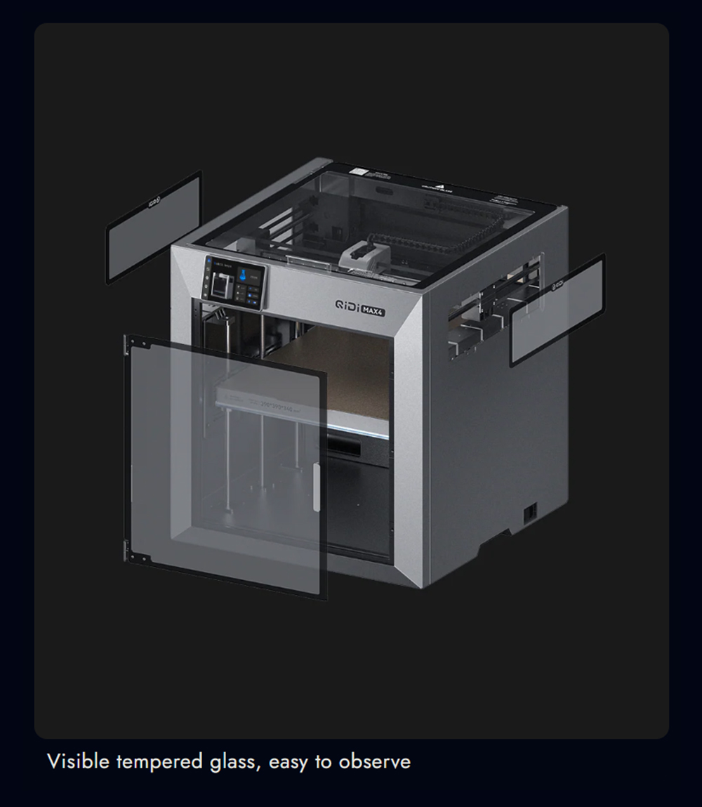 QIDI Max4 Combo 3D Printer, Up to 16 Colors, Auto Filament Switching, 65℃ Filament Drying, CoreXY System, 800mm/s Speed, 370℃ High-Temp, 390&times;390&times;340mm Build Volume, AI Camera, Auto Leveling - US Plug