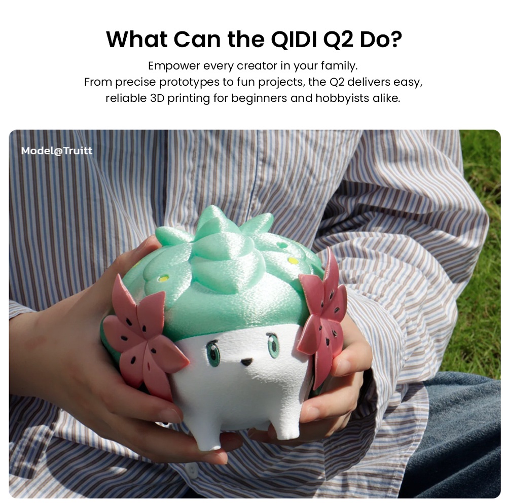 QIDI Q2 Combo 3D Printer, 600mm/s High-Speed Printing, CoreXY, 4-Color Multi-Material Printing, 370°C Hotend, 65°C Heated Chamber, Automatic Leveling, AI Camera Monitoring, Auto Filament Reload, 270×270×256mm Build Volume