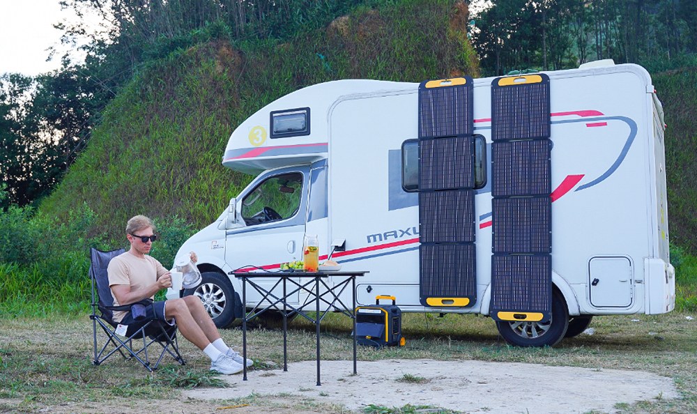 VTOMAN VS200 PRO 200W Faltbares Solarpanel, 23% hocheffiziente monokristalline Zellen, IP67 wasserdichte ETFE-Oberfl&auml;che, verstellbarer St&auml;nder, MC4-Anschluss f&uuml;r tragbare Powerstations
