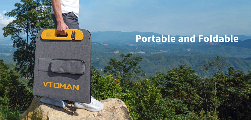 VTOMAN VS200 PRO 200W Faltbares Solarpanel, 23% hocheffiziente monokristalline Zellen, IP67 wasserdichte ETFE-Oberfl&auml;che, verstellbarer St&auml;nder, MC4-Anschluss f&uuml;r tragbare Powerstations