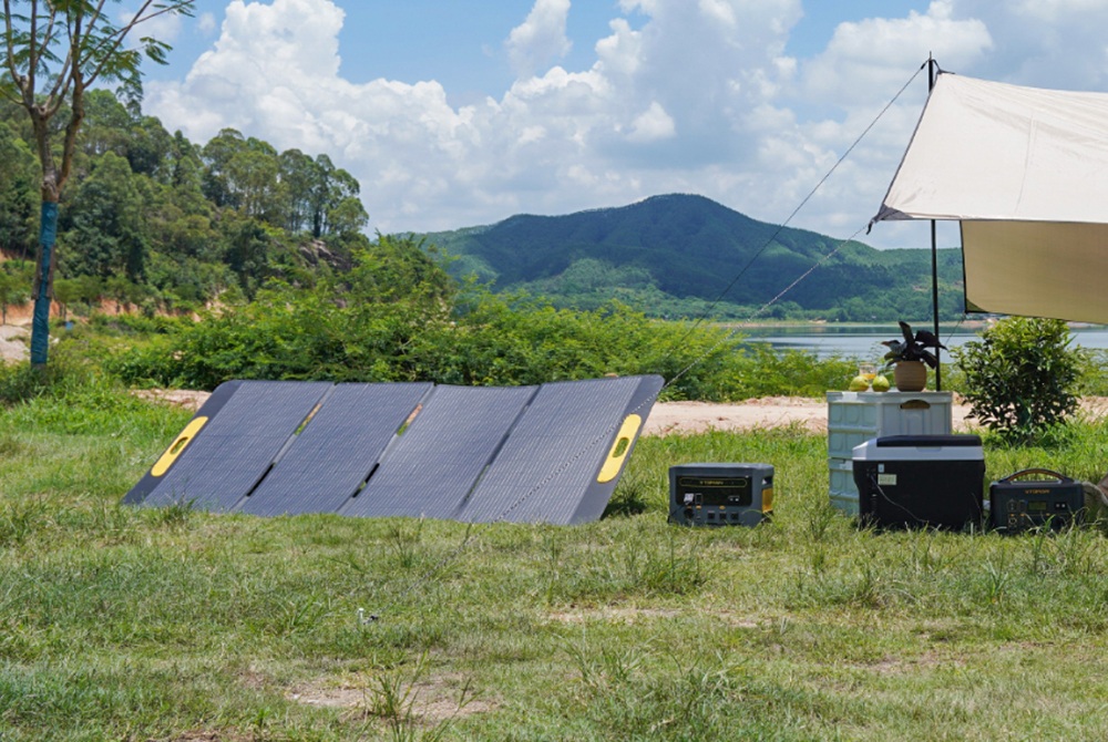 VTOMAN VS400 400W Faltbares Solarpanel, 23% hocheffiziente monokristalline Zellen, IP67 wasserdichte ETFE-Oberfl&auml;che, verstellbarer St&auml;nder, MC4-Anschluss f&uuml;r tragbare Powerstations