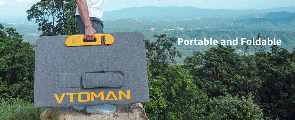 VTOMAN VS400 400W Faltbares Solarpanel, 23% hocheffiziente monokristalline Zellen, IP67 wasserdichte ETFE-Oberfl&auml;che, verstellbarer St&auml;nder, MC4-Anschluss f&uuml;r tragbare Powerstations
