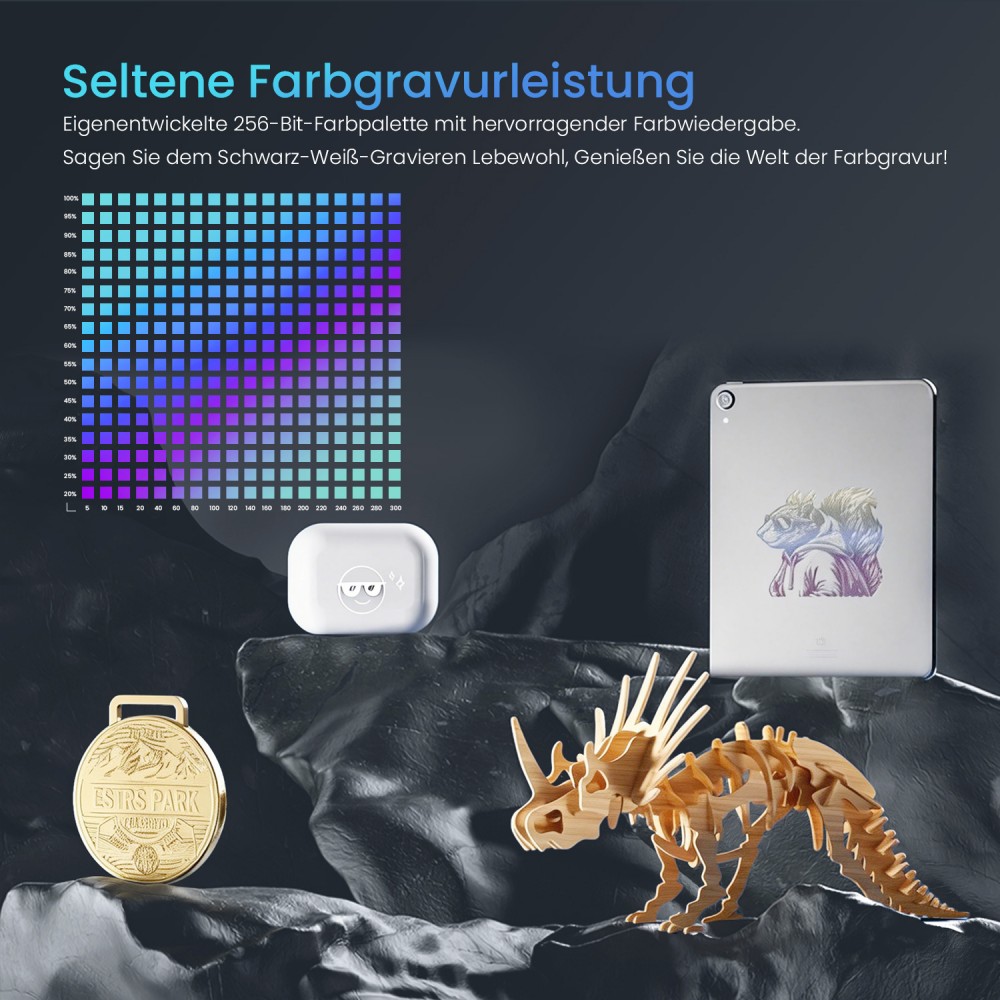 LONGER RAY5 20W Lasergravierer, 0,08*0,1mm Laserspot, Farb-Touchscreen, 32-Bit-Chipsatz, App-Verbindung, 400*365mm
