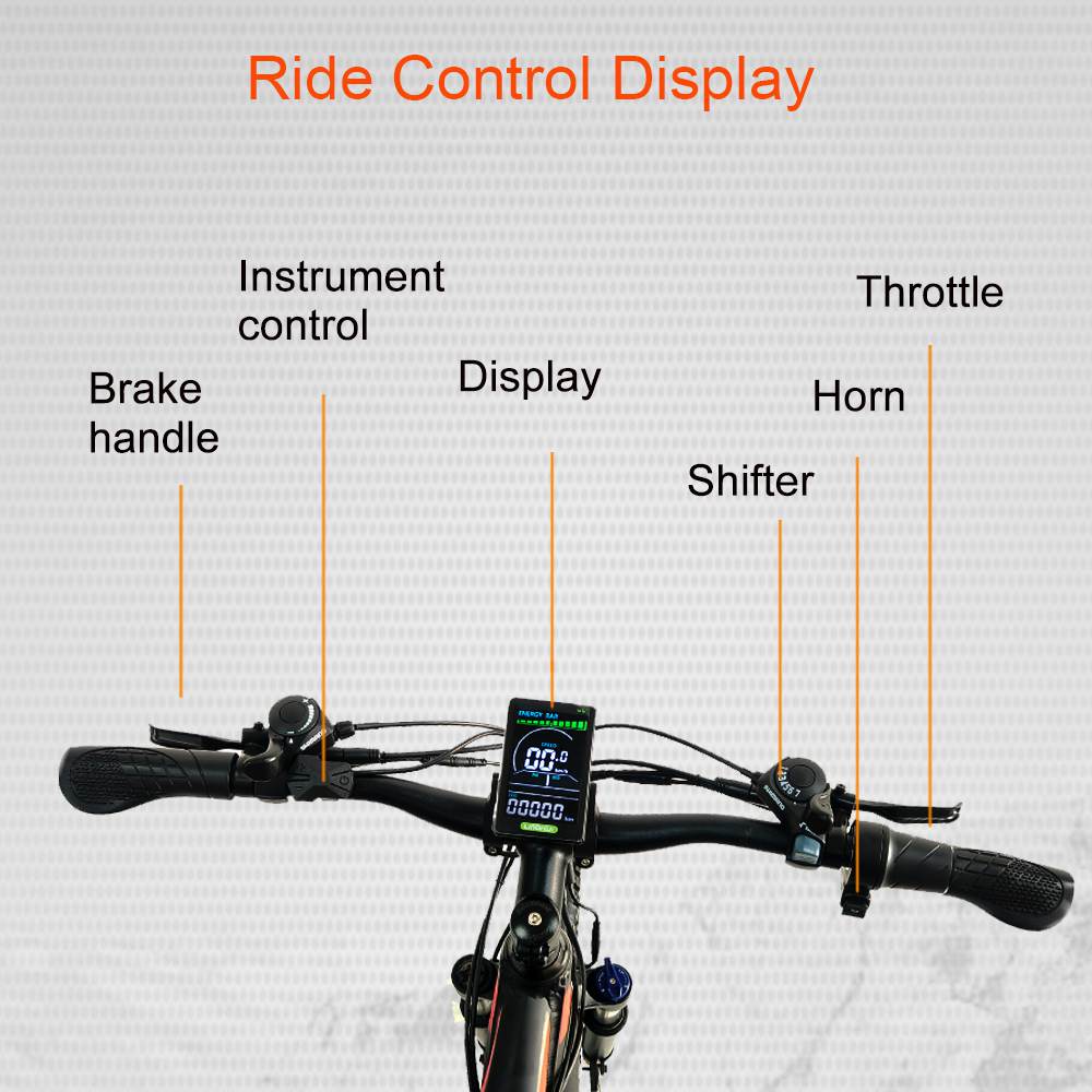RANDRIDE YG90A Vélo électrique, Moteur 1000W, Vitesse max 45km/h, Batterie amovible 48V 17Ah, Autonomie max 70-90KM, Pneus 27.5*2.4'' CST, Charge 120kg, Shimano 21 vitesses, Frein hydraulique - Bleu