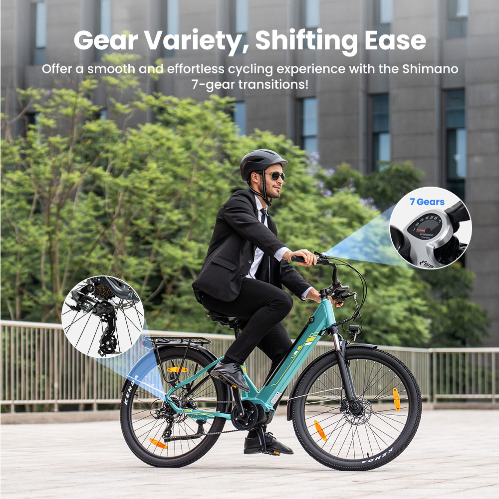 Touroll Urbano 3 V&eacute;lo &eacute;lectrique, moteur 250W, batterie 36V 13Ah, vitesse maximale 25 km/h, autonomie 120 km, pneus 27,5 pouces, freins &agrave; disque hydrauliques, fourche avant suspendue, Shimano 7 vitesses
