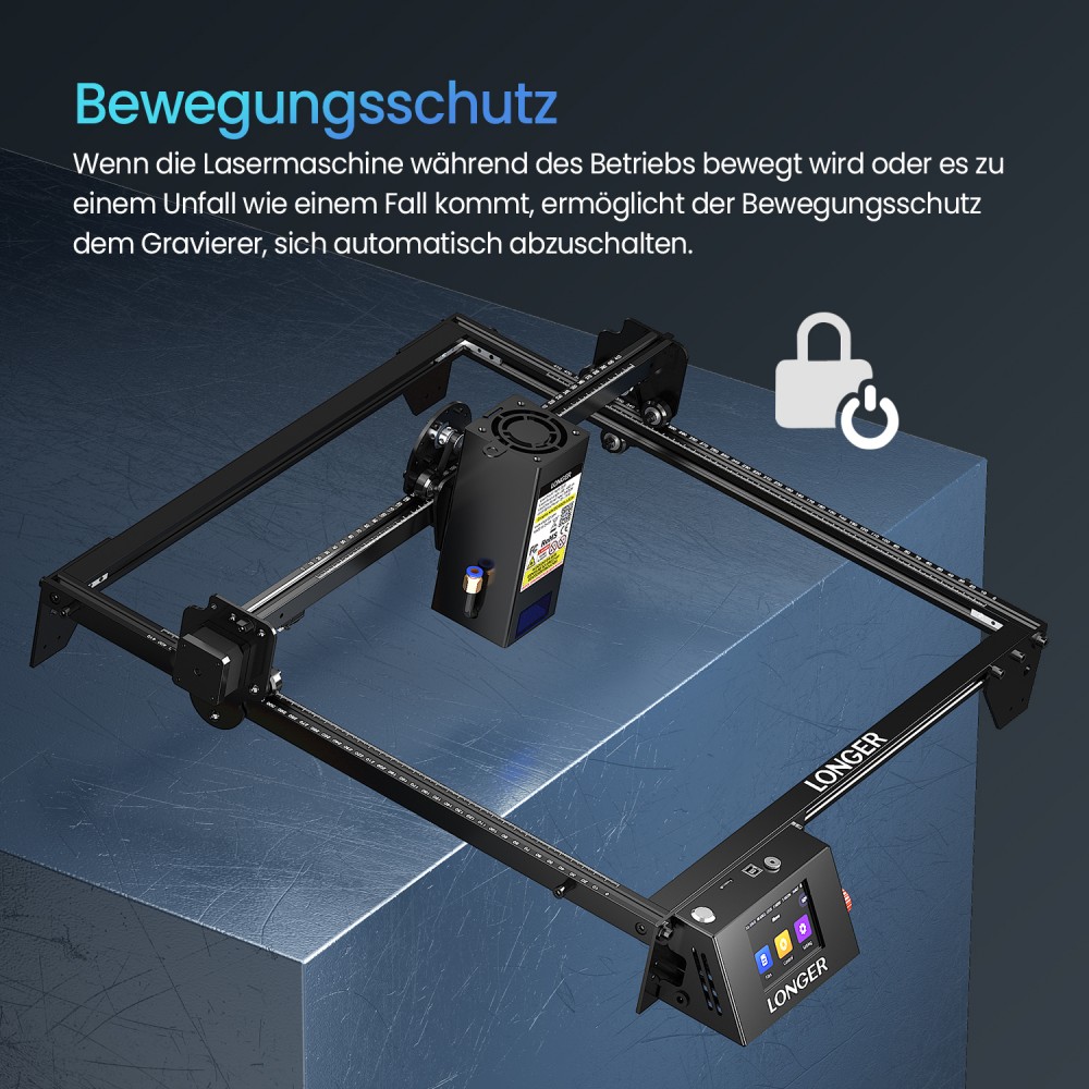 LONGER RAY5 20W Lasergravierer, 0,08*0,1mm Laserspot, Farb-Touchscreen, 32-Bit-Chipsatz, App-Verbindung, 400*365mm