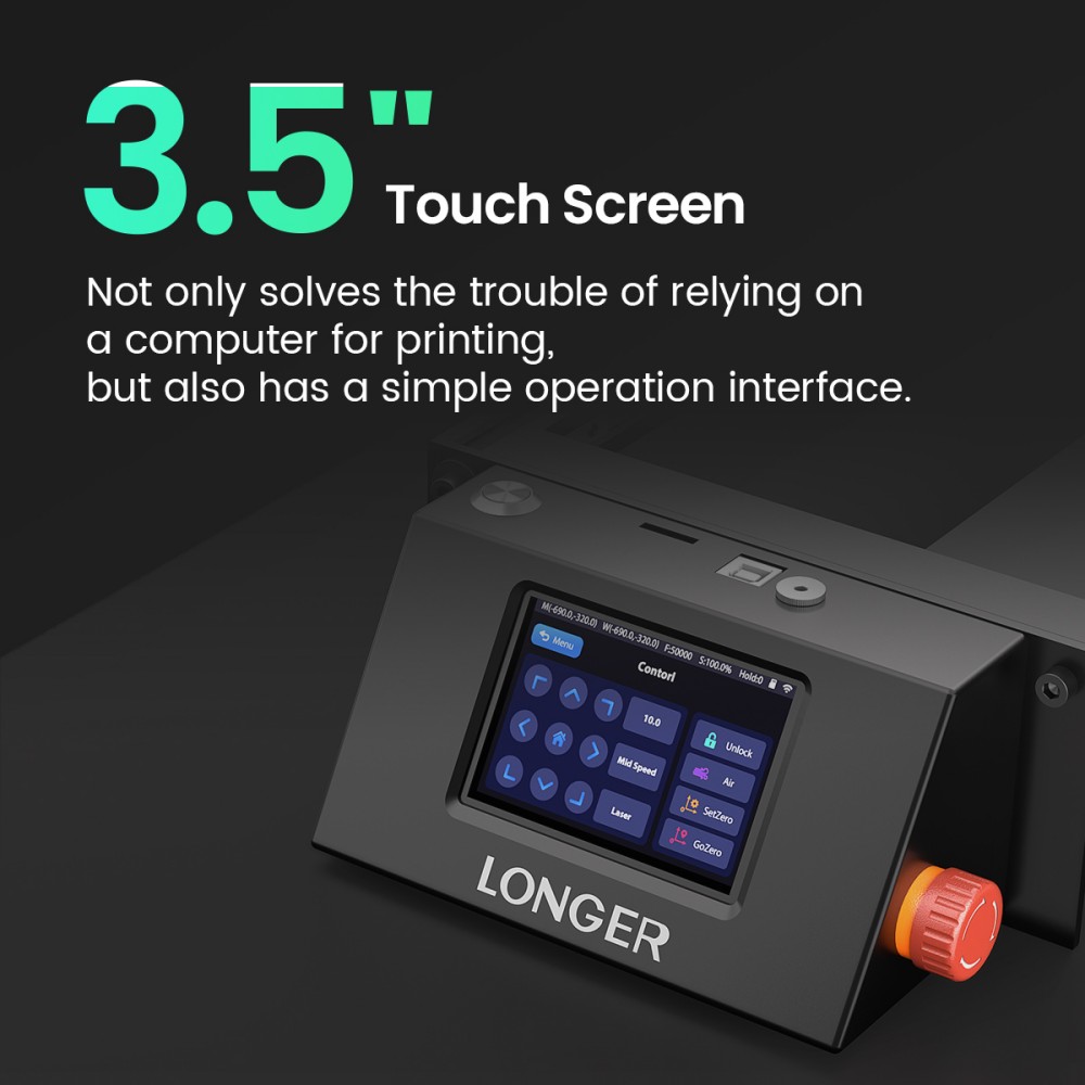 LONGER RAY5 5W-os l&eacute;zergrav&iacute;roz&oacute;, 3,5 h&uuml;velykes &eacute;rintők&eacute;pernyő, offline grav&iacute;roz&aacute;s, ultrafinom f&oacute;kusz&aacute;lt l&eacute;zer, 32 bites lapkak&eacute;szlet, friss&iacute;thető l&eacute;zermodul, Windows/MAC/Linux rendszerekkel kompatibilis
