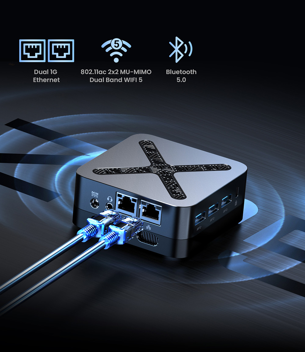 MINIX Z95 Mini PC, Intel N95 Quad-Core jusqu’à 3,4 GHz, 16Go LPDDR5X RAM + SSD PCIe NVMe 512Go, Triple Affichage 4K DP + Double HDMI 2.1, WiFi 5 Bluetooth 5.0, Double Gigabit Ethernet, Refroidissement Actif Compact