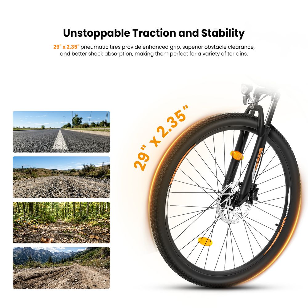 Touroll U2 Pro V&eacute;lo &eacute;lectrique, moteur 750W, batterie 48V 15Ah, vitesse max 25 km/h, autonomie 150 km, freins hydrauliques, pneus 29