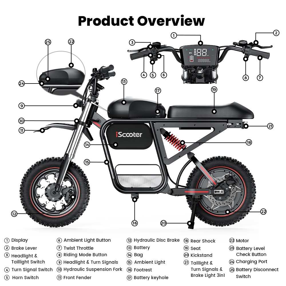 iScooter DX5Max Elektroroller, 2000-W-Motorleistung, 70 km/h H&ouml;chstgeschwindigkeit, 52-V-20-Ah-Akku (herausnehmbar), 100 km Reichweite, NFC-Entsperrung, hydraulische Scheibenbremsen, Vollfederung, wasserdicht (IPX4), 17-Zoll-Schlauchlosreifen, max. Zuladung 150 kg